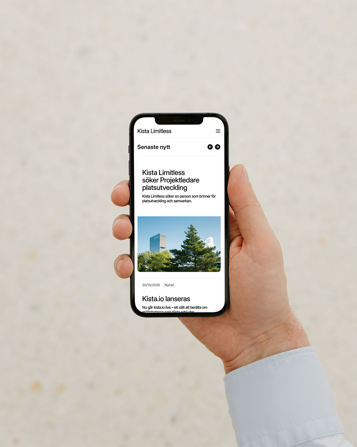 Mobilvy av Kista Limitless webbplats