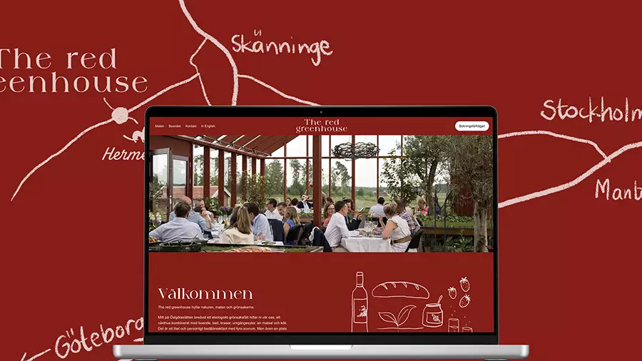 Skärmdump av hemsidan för The red greenhouse